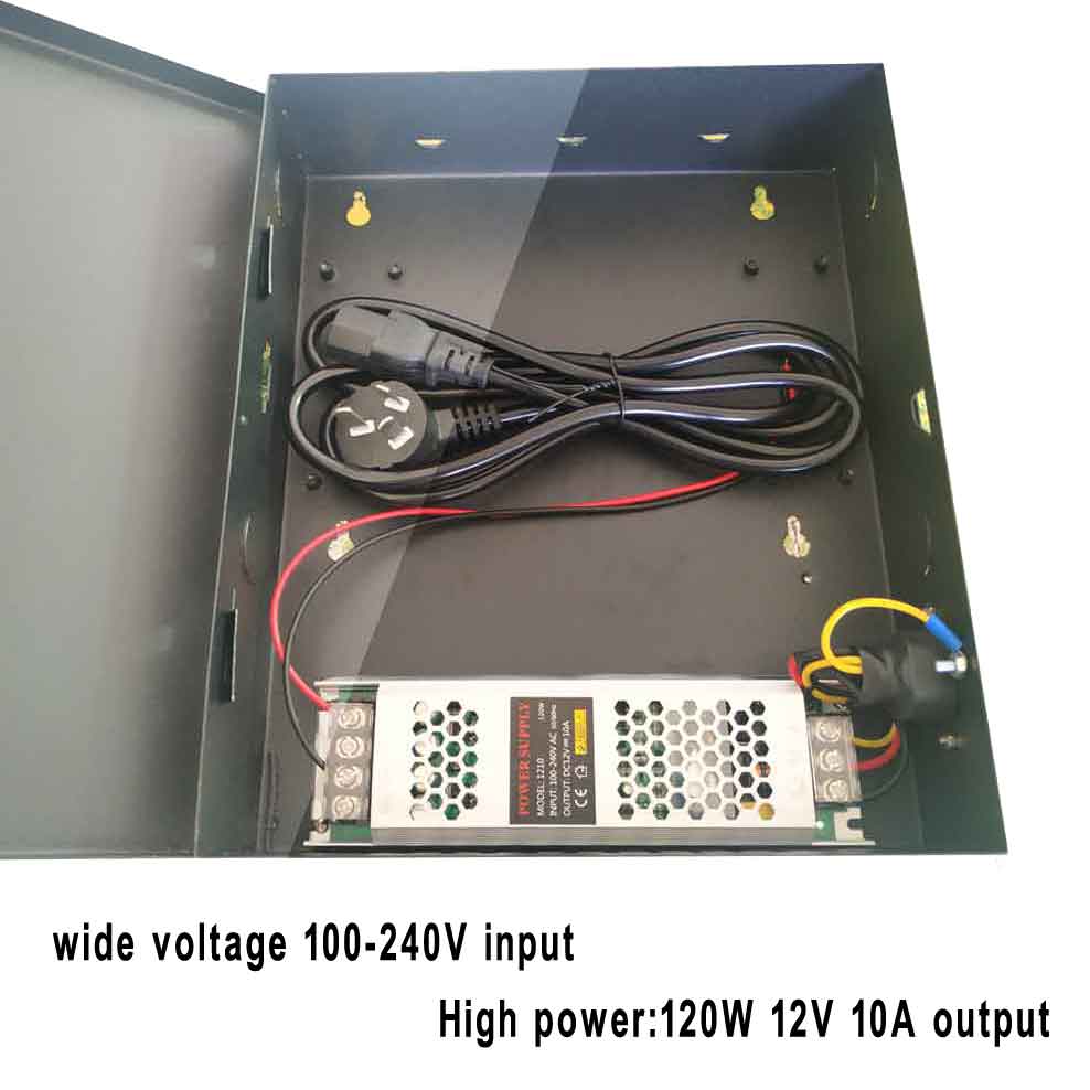 Dc Power Supply 12V - 広い電圧のアクセス電源,100v-240v入力,12v,10a出力,120w,ロック,一緒に動作可能,すべてのアクセスボードに適合,8個
