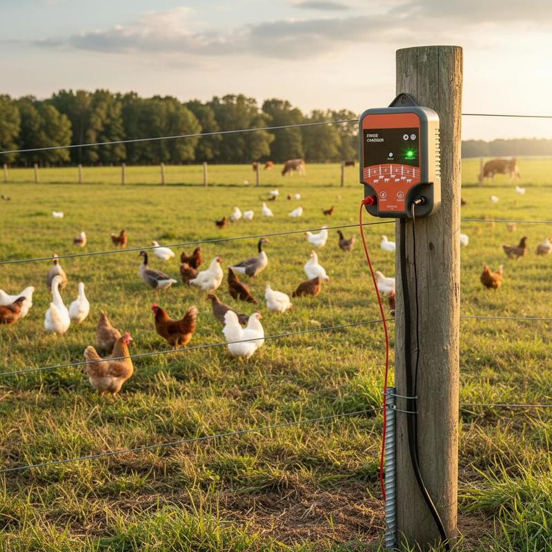 Ac Power Supply - 家畜用電気柵 10kV 2J 農場・牧草地用、LEDインジケーター付き、1.86マイル範囲、プラグイン式動物用柵、AC/DC電源制御システム、屋内外使用、110-240V接続
